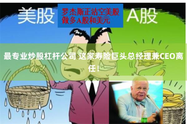 最专业炒股杠杆公司 这家寿险巨头总经理兼CEO离任！