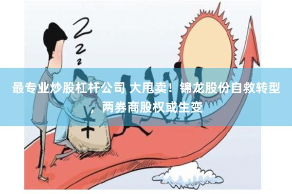 最专业炒股杠杆公司 大甩卖！锦龙股份自救转型，两券商股权或生变