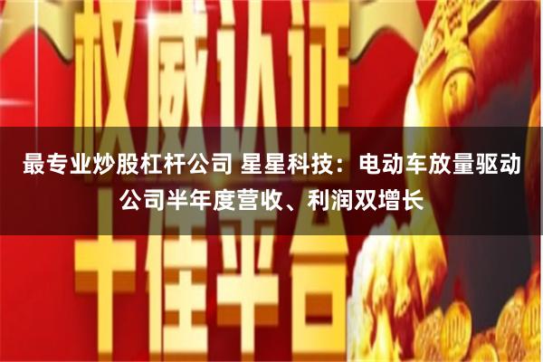 最专业炒股杠杆公司 星星科技：电动车放量驱动公司半年度营收、利润双增长