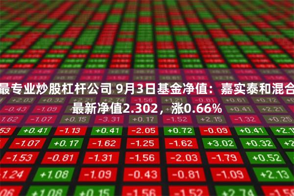 最专业炒股杠杆公司 9月3日基金净值：嘉实泰和混合最新净值2.302，涨0.66%