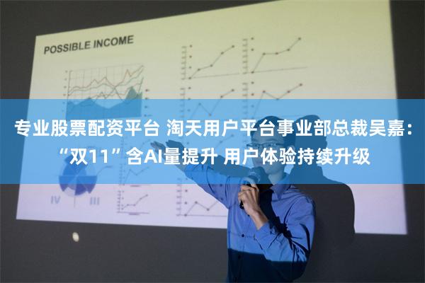 专业股票配资平台 淘天用户平台事业部总裁吴嘉：“双11”含AI量提升 用户体验持续升级